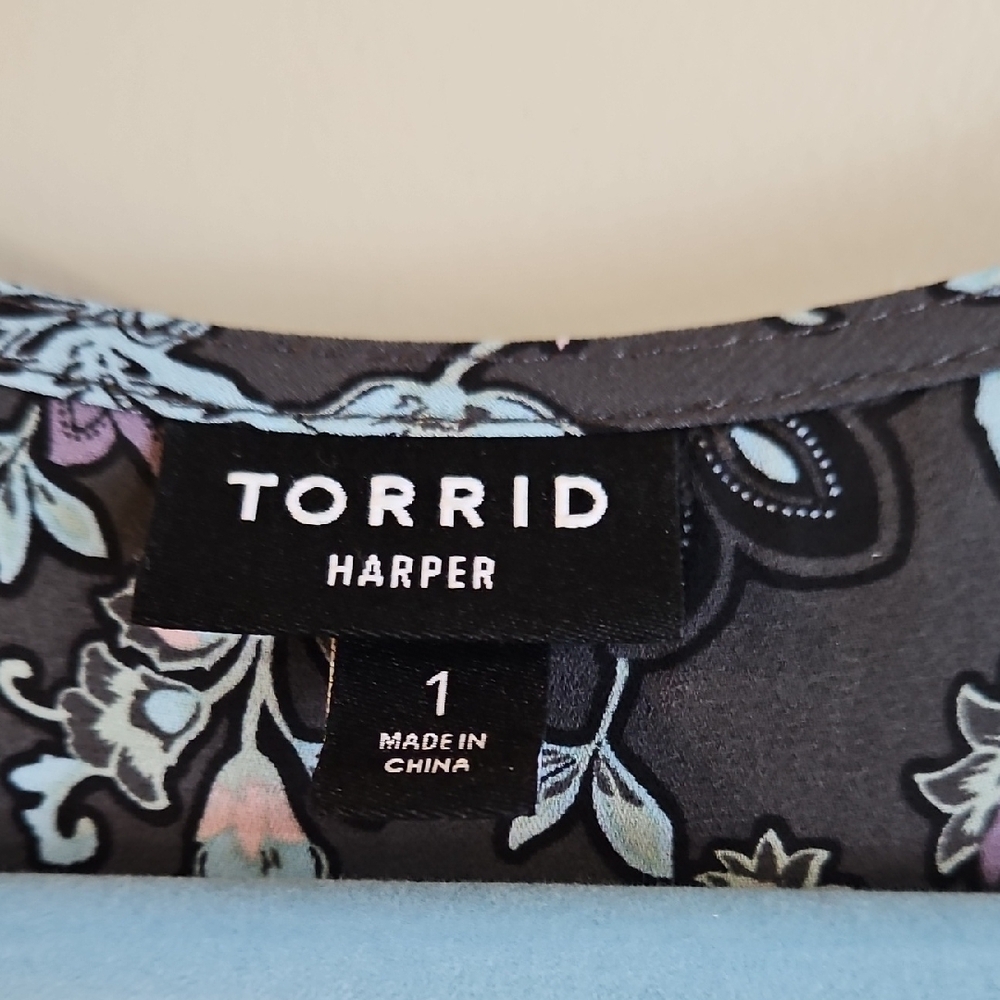 Torrid Black, Aqua and Purple Blouse - Picture 2 of 6